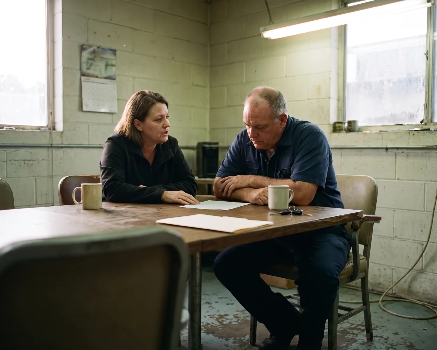 Owner and advisor reviewing figures before a business sale